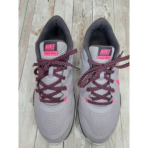 Nike Flex Trainer 5 Wolf Grey Hyper Pink Shoes 724858-017 Women's Size 7 - Picture 5 of 10